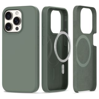 Tech-Protect Silicone MagSafe iPhone 15 Pro szilikon hátlap tok - zöld