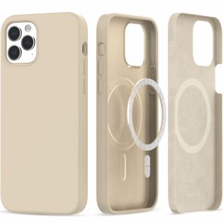 Tech-Protect Silicone MagSafe iPhone 12 / 12 Pro szilikon hátlap tok - bézs
