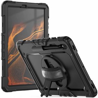 Tech-Protect Solid360 Samsung Galaxy Tab S7+ Plus / S8+ Plus / S7 FE 12.4” ütésálló hátlap tok kijelzővédővel - fekete