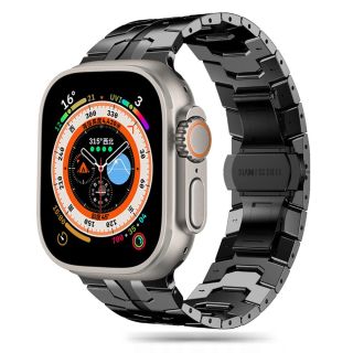 iKi Titanium Apple Watch 45mm / 44mm / 42mm / Ultra 49mm fém szíj - fekete