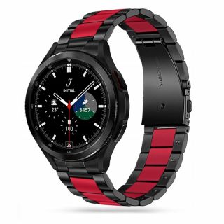 Tech-Protect Stainless Samsung Galaxy Watch 4 / 4 Classic / 5 / 5 Pro / 6 / 6 Classic fém szíj (20mm széles) - fekete/piros