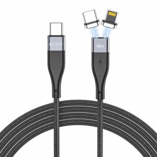 Tech-Protect Ultraboost 2in1 Lightning - USB-C - USB-C mágneses kábel PD 60W 3A 1m - fekete