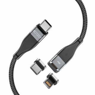 Tech-Protect Ultraboost 2in1 Lightning - USB-C - USB-C mágneses kábel PD 60W 3A 1m - fekete