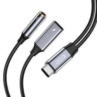 Tech-Protect Ultraboost USB-C - USB-C + 3,5mm Jack adapter PD60W 6A - fekete