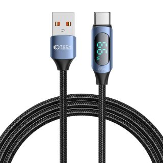 Tech-Protect UltraBoost Led USB-A - USB-C 66W 6A kábel - 200cm - kék