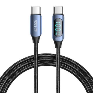 Tech-Protect UltraBoost Led USB-C - USB-C PD100W 5A kábel - 200cm - kék