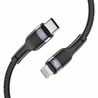 Tech-Protect Ultraboost Lightning - USB-C kábel PD30W 3A 1m - fekete