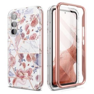 Tech-Protect Velar Samsung Galaxy A54 5G ütésálló hátlap tok kijelzővédővel - rózsaszín márvány