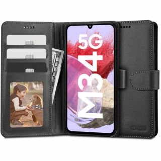 Tech-Protect Wallet Samsung Galaxy M34 5G kinyitható bőr tok - fekete