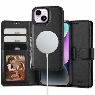 Tech-Protect 2in1 Wallet MagSafe iPhone 15 kinyitható bőr tok - fekete