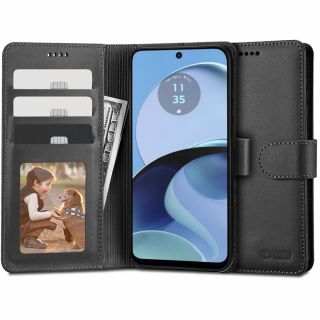 Tech-Protect Wallet Motorola Moto G14 kinyitható bőr tok - fekete