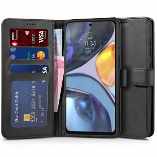 Tech-Protect Wallet Motorola Moto G22 kinyitható bőr tok - fekete