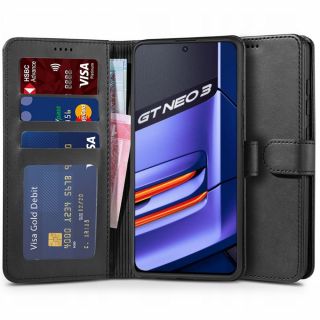 Tech-protect Wallet Realme GT Neo 3 kinyitható bőr tok - fekete
