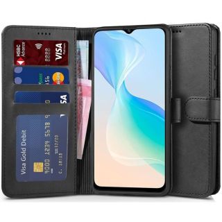 Tech-Protect Wallet Vivo Y33S kinyitható bőr tok - fekete