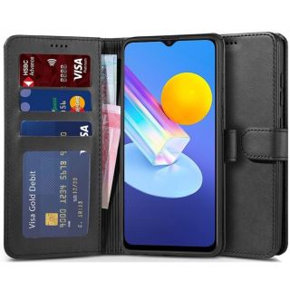 Tech-Protect Wallet Vivo Y72 5G kinyitható bőr tok - fekete