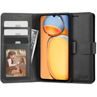 Tech-Protect Wallet Xiaomi Redmi 13C / Poco C65 kinyitható bőr tok - fekete