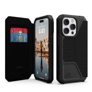 UAG Metropolis Folio iPhone 14 Pro kinyitható ütésálló tok - carbon/fekete