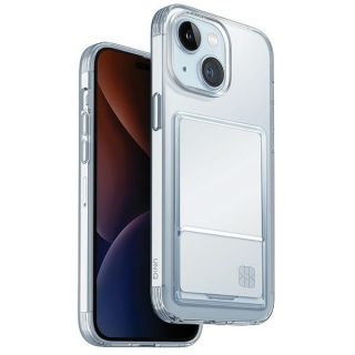 Uniq Air Fender ID iPhone 15 szilikon hátlap tok kártyatartóval - átlátszó