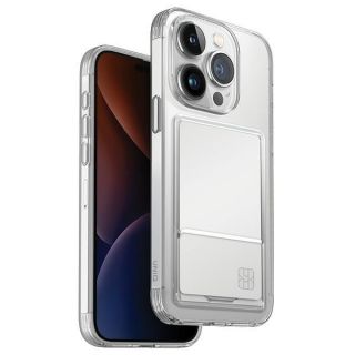 Uniq Air Fender ID iPhone 15 Pro Max szilikon hátlap tok kártyatartóval - átlátszó