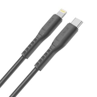 Uniq MFI Flex USB-C-Lightning 18W töltőkábel - szürke