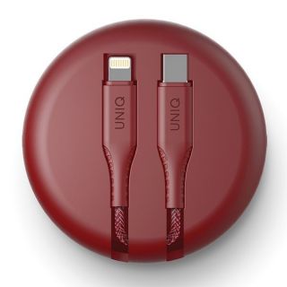 Uniq MFI Halo USB-C-Lightning 18 W 1,2 m behúzható töltőkábel - piros