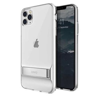 Uniq Cabrio iPhone 11 Pro Max szilikon hátlap tok + kitámasztó - átlátszó