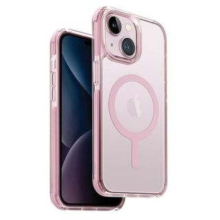Uniq Combat MagClick MagSafe iPhone 14 Plus / 15 Plus ütésálló szilikon hátlap tok - rózsaszín