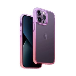 Uniq Combat Duo iPhone 14 Pro ütésálló szilikon hátlap tok - lila/rózsaszín