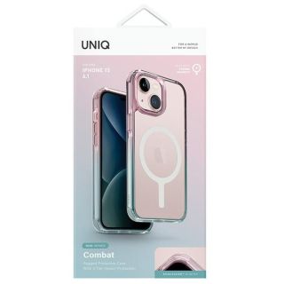 Uniq Combat Duo Magclick MagSafe iPhone 15 kemény hátlap tok - rózsaszín