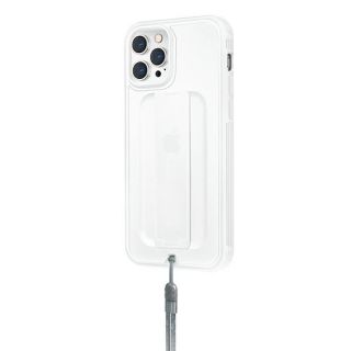Uniq Heldro iPhone 12 / 12 Pro kemény hátlap tok + pánt + csuklópánt - fehér