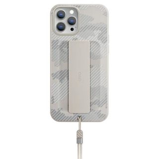 Uniq Heldro iPhone 12 Pro Max kemény hátlap tok + pánt + csuklópánt - szürke, mintás