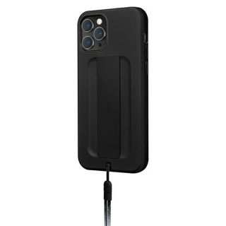 Uniq Heldro iPhone 12 Pro Max kemény hátlap tok + pánt + csuklópánt - fekete