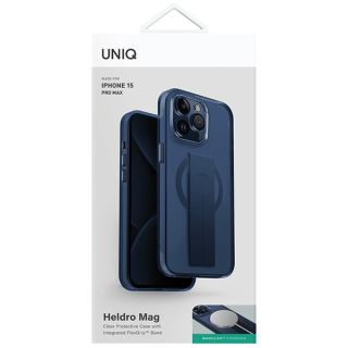 Uniq Heldro Magclick MagSafe iPhone 15 Pro Max ütésálló kemény hátlap tok + csuklópánt - kék