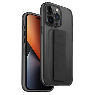 Uniq Heldro Mount iPhone 14 Pro Max szilikon hátlap tok csuklópánttal - fekete