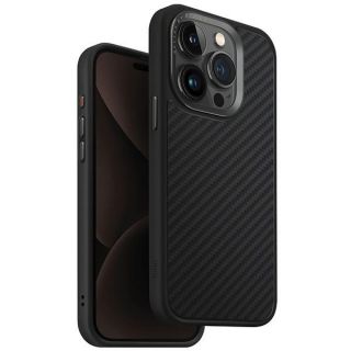 Uniq Keva MagClick MagSafe iPhone 15 Pro ütésálló carbon hátlap tok - fekete