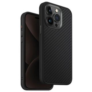 Uniq Keva MagClick MagSafe iPhone 15 Pro Max ütésálló carbon hátlap tok - fekete