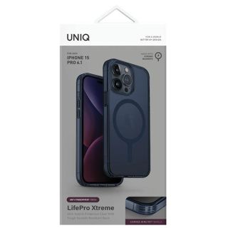 Uniq LifePro Xtreme MagClick MagSafe iPhone 15 Pro ütésálló szilikon hátlap tok - kék