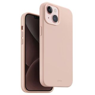 Uniq Lino Hue MagClick MagSafe iPhone 15 ütésálló szilikon hátlap tok - rózsaszín
