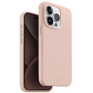 Uniq Lino Hue MagClick MagSafe iPhone 15 Pro ütésálló szilikon hátlap tok - rózsaszín