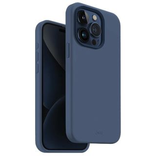 Uniq Lino Hue MagClick MagSafe iPhone 15 Pro ütésálló szilikon hátlap tok - kék