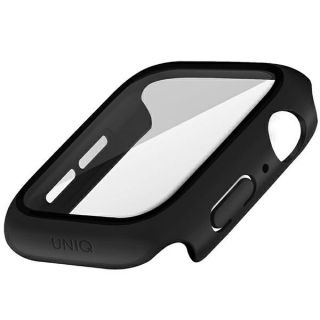 Uniq Nautic Apple Watch 45mm tok + kijelzővédő üvegfólia - fekete