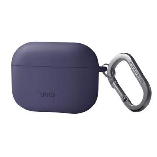 Uniq Nexo AirPods Pro 2 szilikon tok + karabíner + 2db fülkampó - lila
