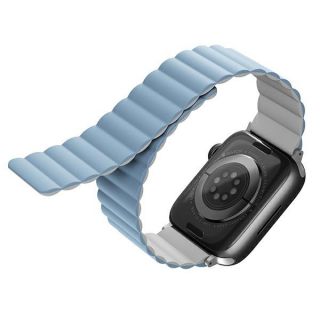 Uniq Revix Apple Watch 45mm / 44mm / 42mm / Ultra 49mm mágneses szilikon szíj - fehér/kék