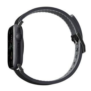Uniq Straden Strap Apple Watch 45mm / 44mm / 42mm hibrid bőr szíj - fekete