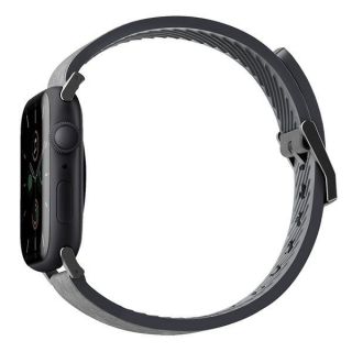 Uniq Straden Strap Apple Watch 45mm / 44mm / 42mm hibrid bőr szíj - szürke