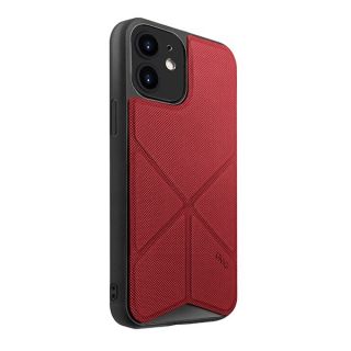 Uniq Transforma iPhone 12 mini kemény hátlap tok + mágneses kitámasztó - piros