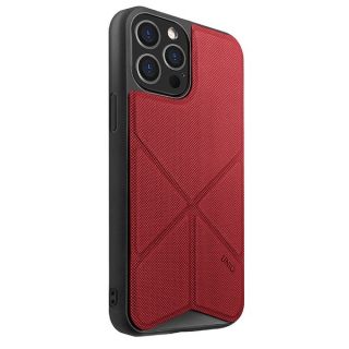 Uniq Transforma iPhone 12 Pro Max kemény hátlap tok + mágneses kitámasztó - piros