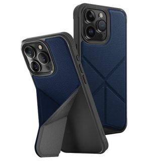 Uniq Transforma MagSafe iPhone 15 Pro kemény hátlap tok kitámasztóval - kék