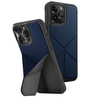 Uniq Transforma MagSafe iPhone 15 Pro Max kemény hátlap tok kitámasztóval - kék