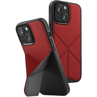 Uniq Transforma iPhone 13 MagSafe kompatibilis szilikon hátlap tok + állvány - piros